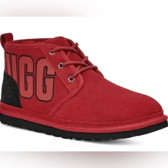 UGGS Red & Black Neumel Graphic Outline Chukka Boots Size 9 NEW Mens UGG Boots Men 8 9 12 Red Neumel Graphic Outline Ankle Chukka  main image 2